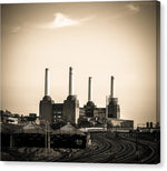 Load image into Gallery viewer, Battersea Power Station with train tracks - Canvas Print
