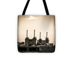 Load image into Gallery viewer, Battersea Power Station with train tracks - Tote Bag
