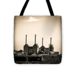 Load image into Gallery viewer, Battersea Power Station with train tracks - Tote Bag
