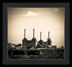 Load image into Gallery viewer, Battersea Power Station with train tracks - Framed Print
