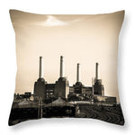 Load image into Gallery viewer, Battersea Power Station with train tracks - Throw Pillow
