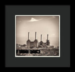 Load image into Gallery viewer, Battersea Power Station with train tracks with Border - Framed Print
