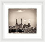 Load image into Gallery viewer, Battersea Power Station with train tracks with Border - Framed Print
