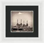 Load image into Gallery viewer, Battersea Power Station with train tracks with Border - Framed Print
