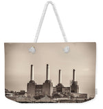 Load image into Gallery viewer, Battersea Power Station with train tracks with Border - Weekender Tote Bag
