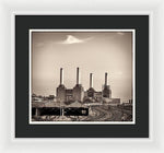 Load image into Gallery viewer, Battersea Power Station with train tracks with Border - Framed Print
