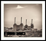 Load image into Gallery viewer, Battersea Power Station with train tracks with Border - Framed Print
