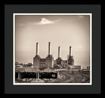 Load image into Gallery viewer, Battersea Power Station with train tracks with Border - Framed Print
