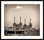 Load image into Gallery viewer, Battersea Power Station with train tracks with Border - Framed Print
