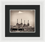 Load image into Gallery viewer, Battersea Power Station with train tracks with Border - Framed Print
