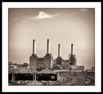 Load image into Gallery viewer, Battersea Power Station with train tracks with Border - Framed Print
