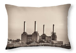 Load image into Gallery viewer, Battersea Power Station with train tracks with Border - Throw Pillow
