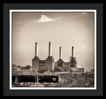 Load image into Gallery viewer, Battersea Power Station with train tracks with Border - Framed Print
