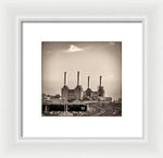 Load image into Gallery viewer, Battersea Power Station with train tracks with Border - Framed Print
