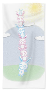 Load image into Gallery viewer, Bunny Tower Childrens Illustration - Beach Towel
