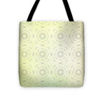 Load image into Gallery viewer, Circles within Circles Flowers upon Flowers - Textures green background - Tote Bag
