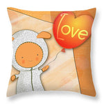 Load image into Gallery viewer, Cute Lots of Love Love You Cute Character holding a Love Balloons  - Throw Pillow
