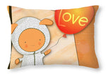 Load image into Gallery viewer, Cute Lots of Love Love You Cute Character holding a Love Balloons  - Throw Pillow
