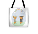 Load image into Gallery viewer, Lamb Carrots Cute Friends Under a Rainbow Illustration - Tote Bag
