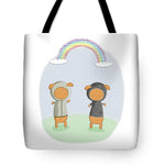 Load image into Gallery viewer, Lamb Carrots Cute Friends Under a Rainbow Illustration - Tote Bag
