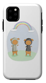 Load image into Gallery viewer, Lamb Carrots Cute Friends Under a Rainbow Illustration - Phone Case
