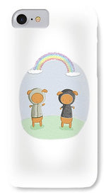 Load image into Gallery viewer, Lamb Carrots Cute Friends Under a Rainbow Illustration - Phone Case
