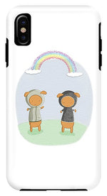 Load image into Gallery viewer, Lamb Carrots Cute Friends Under a Rainbow Illustration - Phone Case
