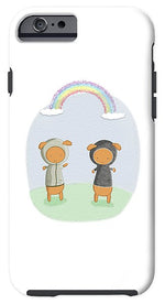 Load image into Gallery viewer, Lamb Carrots Cute Friends Under a Rainbow Illustration - Phone Case
