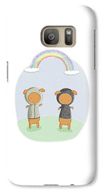 Load image into Gallery viewer, Lamb Carrots Cute Friends Under a Rainbow Illustration - Phone Case
