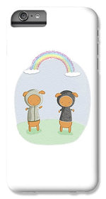 Load image into Gallery viewer, Lamb Carrots Cute Friends Under a Rainbow Illustration - Phone Case
