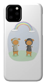 Load image into Gallery viewer, Lamb Carrots Cute Friends Under a Rainbow Illustration - Phone Case
