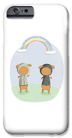 Load image into Gallery viewer, Lamb Carrots Cute Friends Under a Rainbow Illustration - Phone Case
