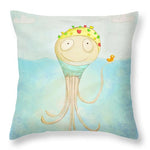 Load image into Gallery viewer, Little Octopus the Swimming Champ and his Rubber Ducky - Throw Pillow
