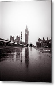 Misty Big Ben - Metal Print