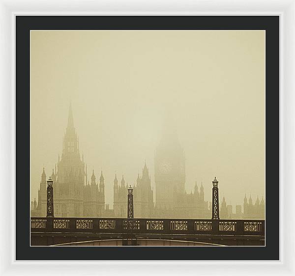 Misty London skyline - Framed Print