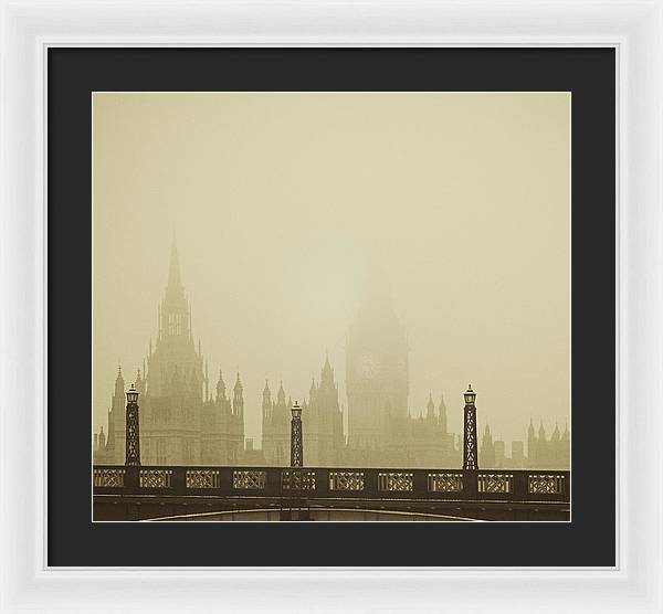 Misty London skyline - Framed Print