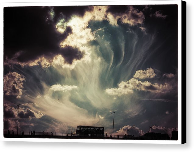 Sky Wisps over a Double Decker - Canvas Print