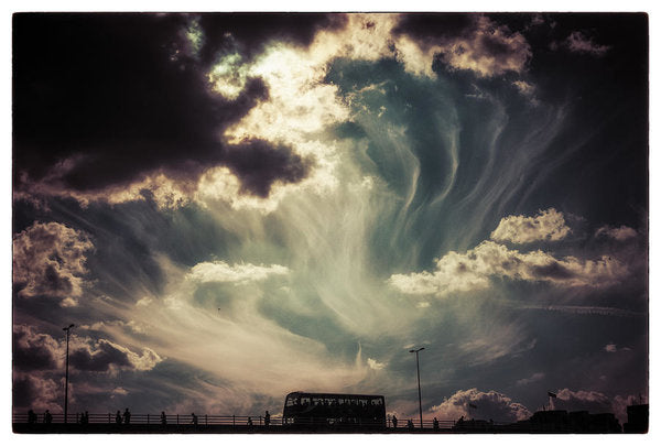 Sky Wisps over a Double Decker - Art Print