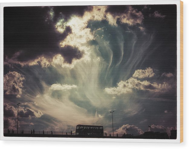 Sky Wisps over a Double Decker - Wood Print