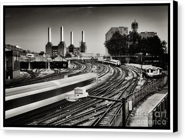 The Train and Battersea Power Station - Canvas Print