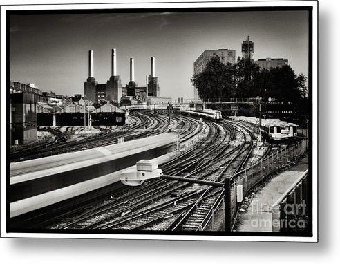 The Train and Battersea Power Station - Metal Print