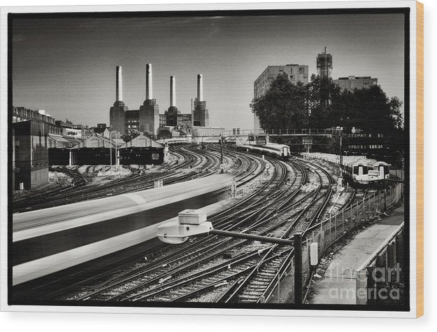 The Train and Battersea Power Station - Wood Print