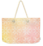 Load image into Gallery viewer, White Flowers with Warm Orange background - Weekender Tote Bag
