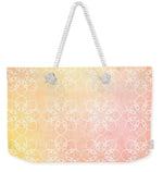 Load image into Gallery viewer, White Flowers with Warm Orange background - Weekender Tote Bag
